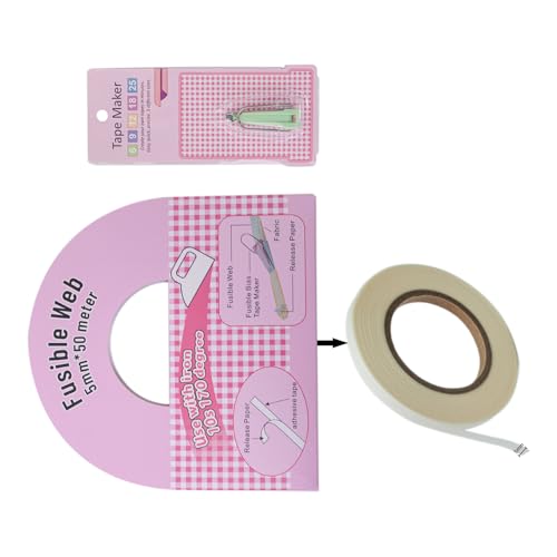 Beimus Schmelzbares Schrägband mit schmelzbarem Schrägbandformer (Größe 1/4 Zoll, 3/8 Zoll, 1/2 Zoll, 3/4 Zoll, 2,5 cm) zum Nähen von Beimus