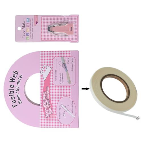 Beimus Schmelzbares Schrägband mit schmelzbarem Schrägbandformer (Größe 1/4 Zoll, 3/8 Zoll, 1/2 Zoll, 3/4 Zoll, 2,5 cm) zum Nähen von Beimus