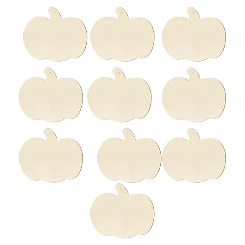 Beimus Set mit 10 unlackierten Holz-Kürbis-Ausschnitten, bemalbare Plaketten für Halloween, Erntedankfest, Dekoration, Party von Beimus