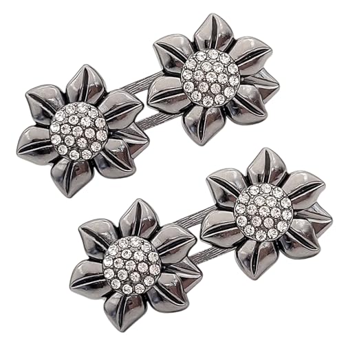 Taillenmieder Knopf mit Strasssteinen, Blume, abnehmbare Legierung, kein Nähen, Kleidungszubehör, kein Bohren, Legierung, Jeansknopf mit Blume von Beimus