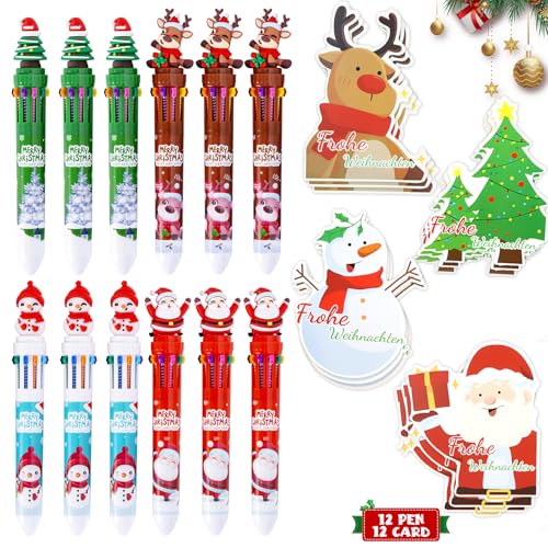 Beinup 24 Stück Weihnachts Kugelschreiber mit Weihnachtskarten, 10-in-1 Einziehbare Kugelschreiber, Multicolor Farbwechselstifte, Weihnachten Schreibwaren, Weihnachtsgeschenke für Kinder Beinup 24 Stück Weihnachts Kugelschreiber mit Weihnachtskarten, 10-in-1 Einziehbare Kugelschreiber, Multicolor Farbwechselstifte, Weihnachten Schreibwaren, Weihnachtsgeschenke für Kinder von Beinup