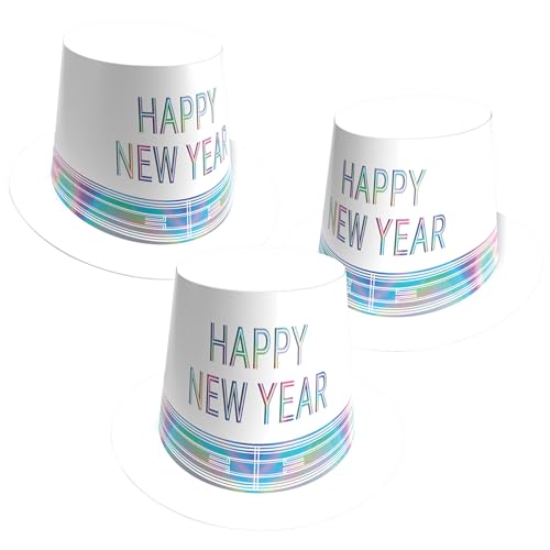 Beistle 12 Stück Razzle Dazzle Paper Happy New Year Top Hats, NYE Party Favors Supplies für Fotoautomaten Requisiten von Beistle