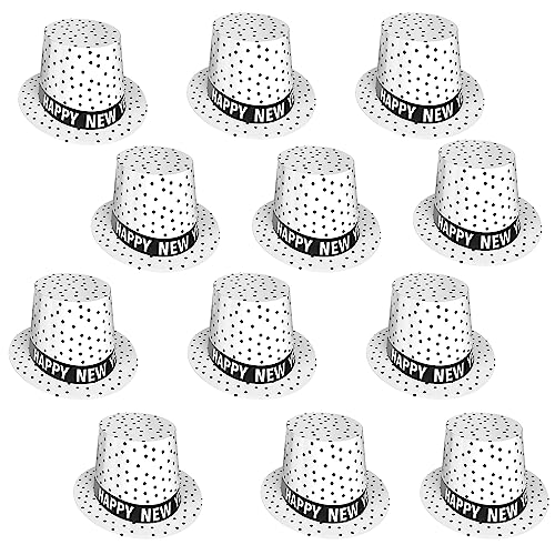 Beistle 12 Stück Silvesterhüte – festliche NYE Partyzubehör Gastgeschenke und Accessoires, hergestellt in den USA seit 1900, Weiß/Schwarz von Beistle