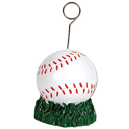 Beistle 50841 Baseball-Foto- und Ballonhalter, 1 Stück, Karton, Weiß/Rot/Grün von Beistle