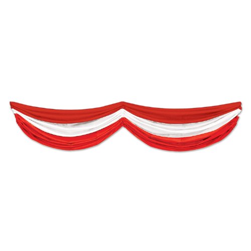 Beistle 50948-RW Red and White Polyester Fabric Bunting with Adjustable Drawstrings Party-Zubehör, Textil, rot/weiß von Beistle