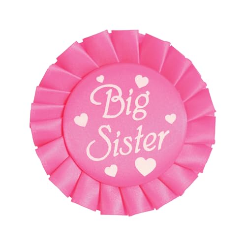 Beistle 60485 "Big Sister Baby Shower Rosa Schleife Pin mit Herz-Design – perfekt für Geschwisterkündigungen, Babypartys und Familienfeiern, Stoff, Cerise/Weiß Beistle 60485 "Big Sister Baby Shower Rosa Schleife Pin mit Herz-Design – perfekt für Geschwisterkündigungen, Babypartys und Familienfeiern, Stoff, Cerise/Weiß von Beistle