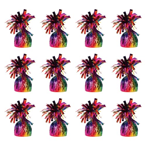 Beistle Ballongewichte in Regenbogenfarben, metallisch, für Geburtstagsfeiern, bunte Feiern und Stolz-Events, Tischdekoration für jedes Thema, 170 g, 12 Stück Beistle Ballongewichte in Regenbogenfarben, metallisch, für Geburtstagsfeiern, bunte Feiern und Stolz-Events, Tischdekoration für jedes Thema, 170 g, 12 Stück von Beistle