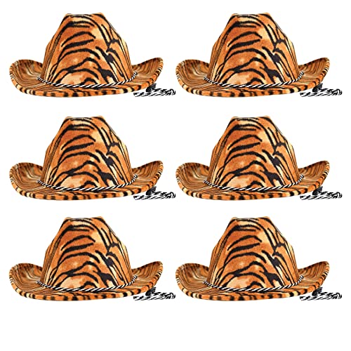 Beistle Cowboyhüte mit Tigerdruck, 6 Stück, Einheitsgröße, verstellbarer Kinnriemen, Safari-Partyzubehör, Halloween-Kostüm, Safari-Hut, Safari-Geburtstagshüte, lustige Tierhüte Beistle Cowboyhüte mit Tigerdruck, 6 Stück, Einheitsgröße, verstellbarer Kinnriemen, Safari-Partyzubehör, Halloween-Kostüm, Safari-Hut, Safari-Geburtstagshüte, lustige Tierhüte von Beistle