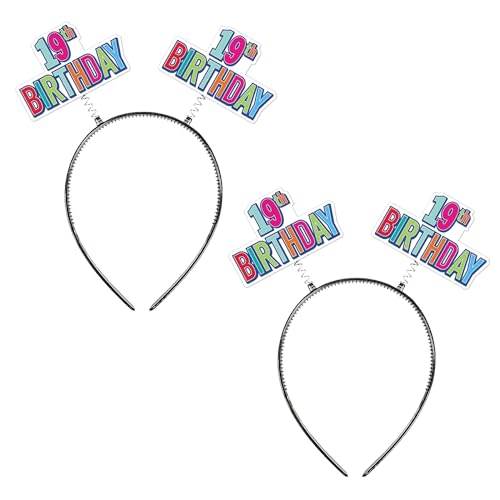 Beistle Haarreifen zum 19. Geburtstag, 2 Stück, lustige Kopf-Bopper, Meilenstein-Bday-Partyzubehör, hergestellt in den USA von Beistle