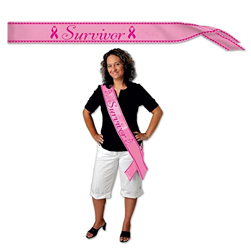 Beistle Satin-Schärpen für Brustkrebs-Bewusstsein, Spendenaktionen und Spaziergänge, Rosa, 2 Stück von Beistle
