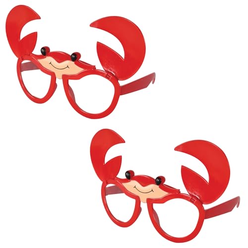 Beistle Set mit 2 roten Krabbenbrillen, Meerestier-Brille für hawaiianisches Strandthema, Luau-Gastgeschenke, Mardi Gras Pary-Zubehör von Beistle