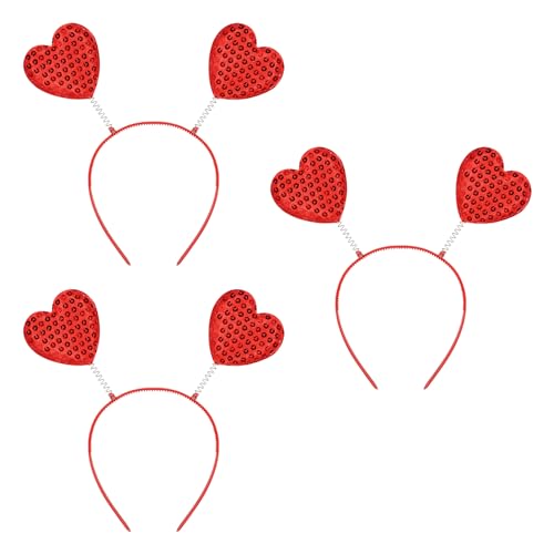 Beistle Set mit 3 roten Pailletten Herz Stirnband Boppers Happy Valentine's Day Headwear Photo Booth Zubehör von Beistle