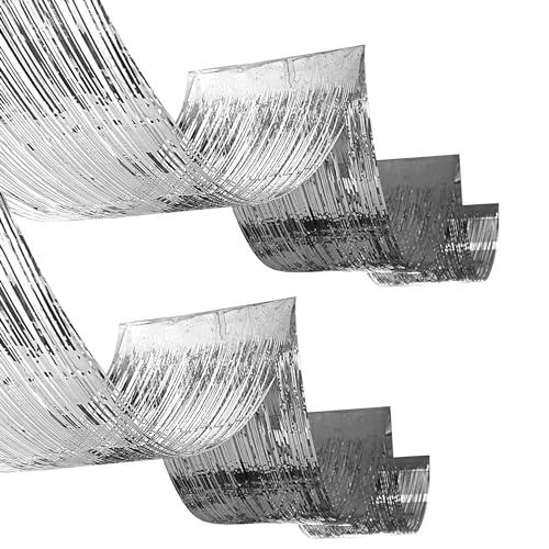 Beistle Silber Metallic Deckenschlangen - 2 Pack Fransen Party Dekorationen für Geburtstage, Silvester, Hochzeiten, Jubiläen und Feiern, schimmernde Folie mit Klebeband zum Aufhängen, 49,5 cm x 16 ' von Beistle