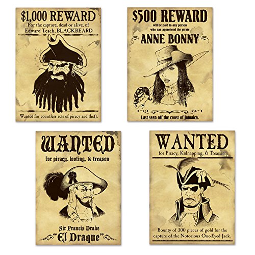 Beistle Wanddeko Wanted Pirates 4er Pack Beistle Wanddeko Wanted Pirates 4er Pack von Beistle