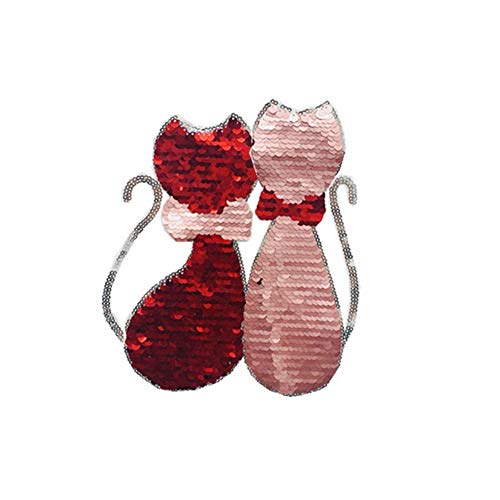 Cat Wende Patches Farbe ändern Sequin Kleidung Flecken Nähen Auf Pailletten Aufnäher DIY Für Kleidung 1PC von Beito