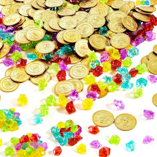 Beiyan 150 Stück Piratenschatz - 50 Goldmünzen und 100 Edelsteine für Kinder, Piraten Deko, Schatzkiste, Goldtaler für Kindergeburtstag und Piratenparty Beiyan 150 Stück Piratenschatz - 50 Goldmünzen und 100 Edelsteine für Kinder, Piraten Deko, Schatzkiste, Goldtaler für Kindergeburtstag und Piratenparty von Beiyan