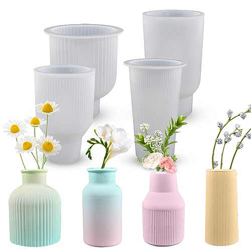 4 Stück Silikonform Vase, Silikon Gießform DIY Vases Resin Formen Epoxidharz Formen Silikon für Stifthaltern, Vasen von Bekasa