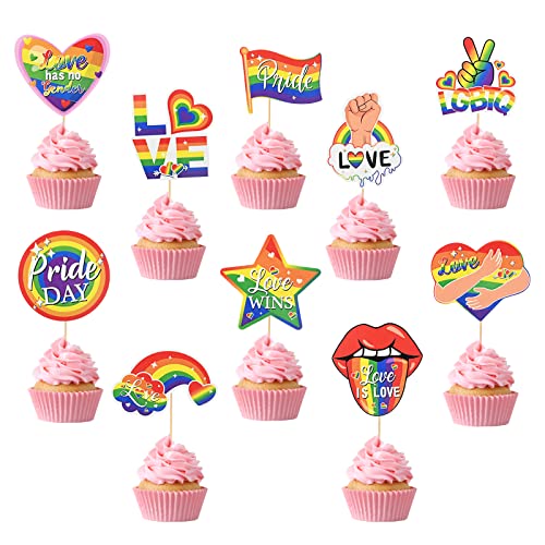 Bekecidi 10 Stück Regenbogen-Kuchenaufsätze, LGBT Pride Cupcake-Dekoration, Einsatz für Karten, Kuchen, für verschiedene Themen, Partys, Geburtstage, Kuchendekoration, Zubehör von Bekecidi