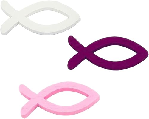 Bekecidi 108-teiliges Fisch-Dekorationsset aus Holz, Taufdeko für Jungen und Mädchen, Lila, Rosa, Weiß, Konfetti Tischdeko für Taufe, Konfirmation und Kommunion Bekecidi 108-teiliges Fisch-Dekorationsset aus Holz, Taufdeko für Jungen und Mädchen, Lila, Rosa, Weiß, Konfetti Tischdeko für Taufe, Konfirmation und Kommunion von Bekecidi