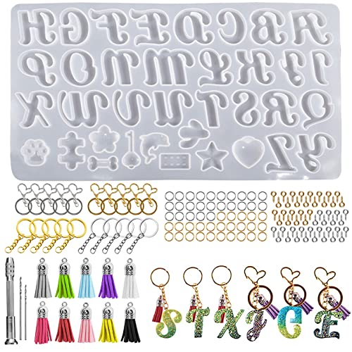 Bekecidi 140 Stück Silikon-Alphabet-Harz-Formen Buchstaben-Silikonformen für Harzguss, Epoxidharz-Formen, Schlüsselanhänger, Herstellung von Set zum Selbermachen, Harzbuchstabenformen Bekecidi 140 Stück Silikon-Alphabet-Harz-Formen Buchstaben-Silikonformen für Harzguss, Epoxidharz-Formen, Schlüsselanhänger, Herstellung von Set zum Selbermachen, Harzbuchstabenformen von Bekecidi