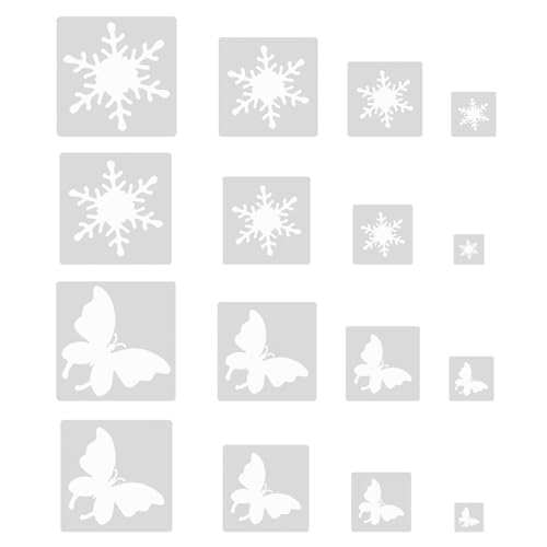 Bekecidi 16 Stück Schmetterlings Schneeflocken Schablonen, Malschablonen Vorlagen, Wandschablonen zum Basteln, Wiederverwendbar, DIY, Zeichnen, Fenster, Heimdekoration (Schneeflocken & Schmetterling) Bekecidi 16 Stück Schmetterlings Schneeflocken Schablonen, Malschablonen Vorlagen, Wandschablonen zum Basteln, Wiederverwendbar, DIY, Zeichnen, Fenster, Heimdekoration (Schneeflocken & Schmetterling) von Bekecidi
