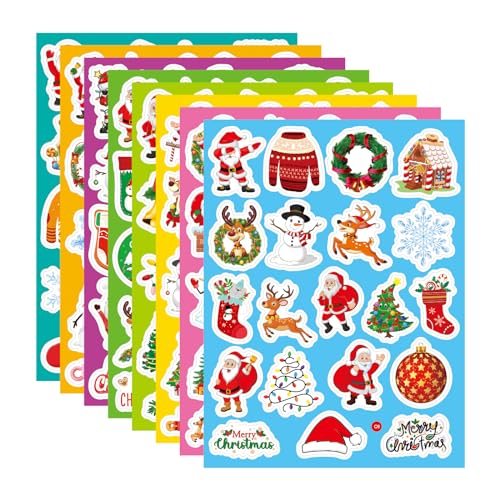 Bekecidi 160 Stück Weihnachtsaufkleber: Weihnachtsaufkleber zum Basteln, Langlebige Wasserfeste Tagebücher, Scrapbooking und Geschenkdekorationen, Aufkleber für frohe Weihnachten von Bekecidi