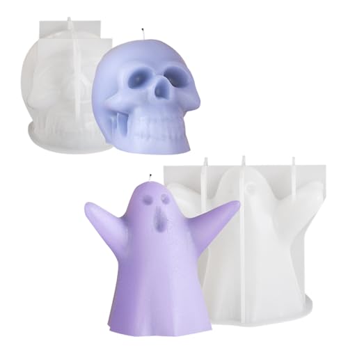Bekecidi 2 Stück Halloween Kerzenformen, Totenkopf Geisterform Silikonformen Epoxidharzformen Silikonharz Gießformen Kerzenformen für Kerzenherstellung, Seife, Wachs, Basteln Bekecidi 2 Stück Halloween Kerzenformen, Totenkopf Geisterform Silikonformen Epoxidharzformen Silikonharz Gießformen Kerzenformen für Kerzenherstellung, Seife, Wachs, Basteln von Bekecidi