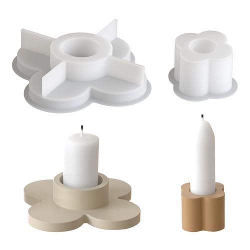 Bekecidi 2 Stück Kerzenhalter Harz Formen, Blume Kerzenständer Silikonformen Epoxidharz Formen Silikon Säulen Kerzenhalter Form Gießformen für DIY Handwerk Home Party Dekorationen von Bekecidi