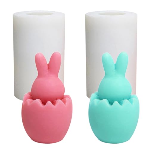 Bekecidi 2 Stück Osterhasen Kerzenformen Silikon, 3D Hasen Kerzenformen zur Kerzenherstellung Epoxidharz Formen Ostereier Kerze formen für die Herstellung von 3D Kerzen, Seife, Wachs, DIY Handwerk von Bekecidi