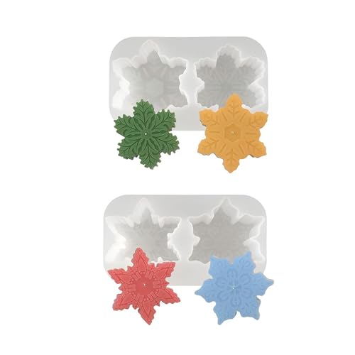 Bekecidi 2 Stück Weihnachts-Schneeflocken-Kerzenformen, 3D-Schneeflocken-Silikonformen, Epoxidharz-Formen, Kerzenformen für Kerzenherstellung, Seife, Harzguss, DIY-Handwerk, Weihnachtsdekoration, von Bekecidi
