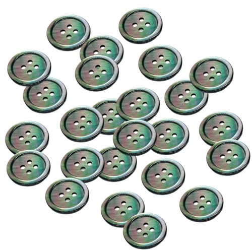 Bekecidi 25 Stück schwarze Muschelknöpfe, runde Nähknöpfe, 4 Löcher, Bastelknöpfe für Hemden, Basteln, Nähen, Baby-Stricken, DIY, handgefertigt (10 mm) von Bekecidi