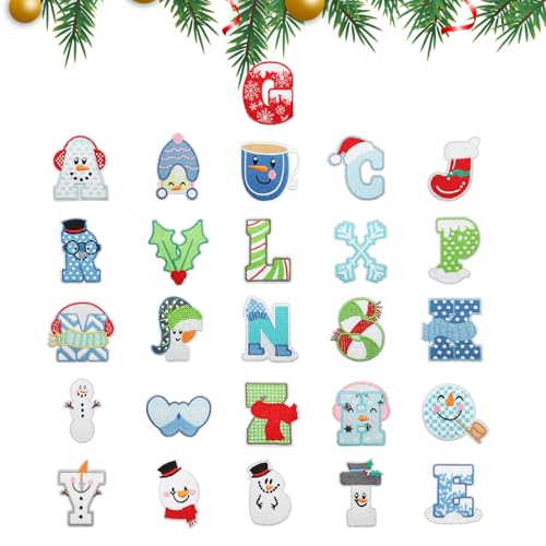 Bekecidi 26 Stück Weihnachts Aufnäher zum Aufbügeln, Buchstaben Stickerei Stoff Applikation Aufnäher für Weihnachtskleidung DIY Basteldekoration, Festival Ornamente Bekecidi 26 Stück Weihnachts Aufnäher zum Aufbügeln, Buchstaben Stickerei Stoff Applikation Aufnäher für Weihnachtskleidung DIY Basteldekoration, Festival Ornamente von Bekecidi