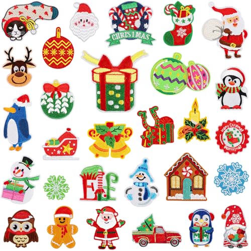 Bekecidi 29 Stück Weihnachts Aufnäher zum Aufbügeln, Weihnachtsmann Schneemann Elch Stickerei Stoffapplikation Aufnäher für Weihnachtskleidung DIY Basteldekoration, Festival Ornamente Bekecidi 29 Stück Weihnachts Aufnäher zum Aufbügeln, Weihnachtsmann Schneemann Elch Stickerei Stoffapplikation Aufnäher für Weihnachtskleidung DIY Basteldekoration, Festival Ornamente von Bekecidi