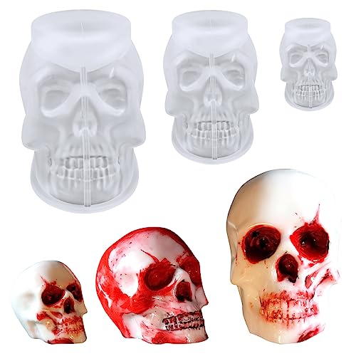 Bekecidi 3 Stück Totenkopf Formen Silikon, Totenkopf Kerzenformen, 3D Totenkopf Silikonformen für Harzguss Skelett Halloween Epoxidharz Form für Herstellung von Kerzen Seife Geschenke Heimdekoration Bekecidi 3 Stück Totenkopf Formen Silikon, Totenkopf Kerzenformen, 3D Totenkopf Silikonformen für Harzguss Skelett Halloween Epoxidharz Form für Herstellung von Kerzen Seife Geschenke Heimdekoration von Bekecidi