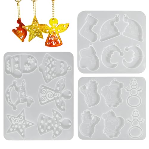 Bekecidi 3 Stück Weihnachtsharz-Formen, Weihnachtsmann-Hut, Schneemann, Silikonform, Schlüsselanhänger-Formen, Epoxidharz-Formen, Silikon-Anhängerform für Harzguss, Schmuck, Schlüsselanhänger Bekecidi 3 Stück Weihnachtsharz-Formen, Weihnachtsmann-Hut, Schneemann, Silikonform, Schlüsselanhänger-Formen, Epoxidharz-Formen, Silikon-Anhängerform für Harzguss, Schmuck, Schlüsselanhänger von Bekecidi