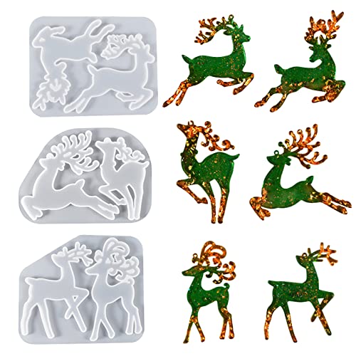 Bekecidi 3 Stück Weihnachtsharzformen, Elch-Form, Silikonformen, Epoxidharz, Handwerk, Gießform, DIY-Silikon-Anhänger, Form für Weihnachtsbaum, Schlüsselanhänger, Heimdekoration, Handwerk, Geschenke Bekecidi 3 Stück Weihnachtsharzformen, Elch-Form, Silikonformen, Epoxidharz, Handwerk, Gießform, DIY-Silikon-Anhänger, Form für Weihnachtsbaum, Schlüsselanhänger, Heimdekoration, Handwerk, Geschenke von Bekecidi