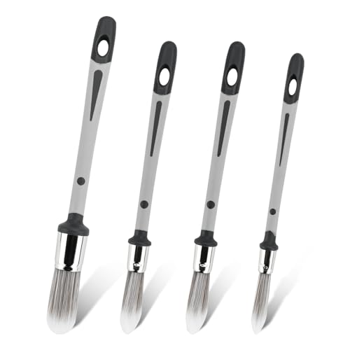 Bekecidi 4 Stück Pinsel für Wände, 0,37/0,51/0,59/0,78 Zoll Spitze runde Flügelpinsel mit Holzgriff, kleine Pinsel für Wände, Ausbesserungen, Schränke, Zäune, Kantenmalwerkzeug Bekecidi 4 Stück Pinsel für Wände, 0,37/0,51/0,59/0,78 Zoll Spitze runde Flügelpinsel mit Holzgriff, kleine Pinsel für Wände, Ausbesserungen, Schränke, Zäune, Kantenmalwerkzeug von Bekecidi