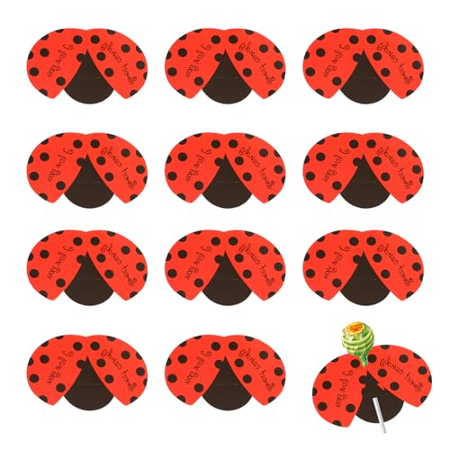 Bekecidi 50 Stück Lutscher-Karten, Süßigkeitenhalter, niedliches Lutscher-Paket, Papierkarte, Geschenk, Zubehör, Lutscher, dekorative Karte, Heimdekorationen (Ladybug) von Bekecidi