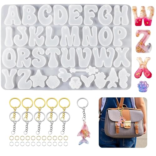 Bekecidi 61 Stück Silikon-Alphabet-Harz-Formen, Schlüsselanhänger, Buchstaben-Silikonformen für Harzguss, Epoxidharz-Formen, Buchstaben-Anhänger-Formen für Schmuck, Schlüsselanhänger, DIY Handwerk Bekecidi 61 Stück Silikon-Alphabet-Harz-Formen, Schlüsselanhänger, Buchstaben-Silikonformen für Harzguss, Epoxidharz-Formen, Buchstaben-Anhänger-Formen für Schmuck, Schlüsselanhänger, DIY Handwerk von Bekecidi