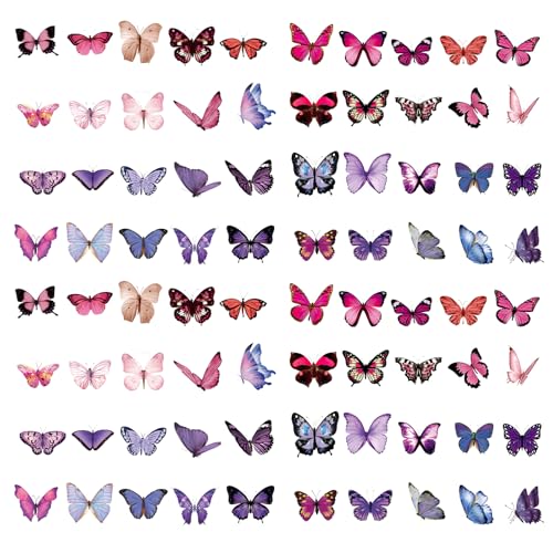 Bekecidi 80 Blatt Schmetterlings-Sticker, transparente Schmetterlings-Aufkleber, selbstklebende Laptop-Sticker, Scrapbook-Zubehör für Verpackungen, Beutel, selbstgemachte Umschläge und Karten von Bekecidi
