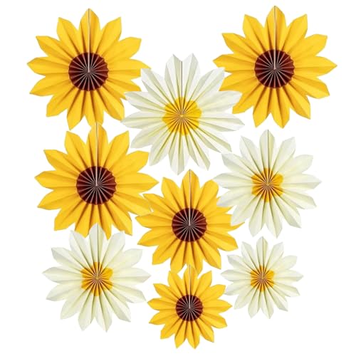 Bekecidi 9 Stück Papierfächer in Sonnenblumengelb Leuchtend gelbe Papierfächer Sonnenblumen-Hängefächer Dekoration für den Nachmittagstee, Babypartys, Sommerpartys und Mottopartys Bekecidi 9 Stück Papierfächer in Sonnenblumengelb Leuchtend gelbe Papierfächer Sonnenblumen-Hängefächer Dekoration für den Nachmittagstee, Babypartys, Sommerpartys und Mottopartys von Bekecidi