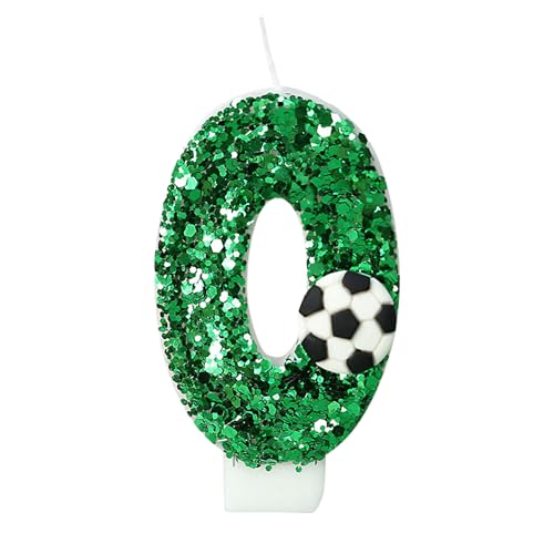 Bekecidi-Geburtstagskuchenkerzen: Fußball und grüne Pailletten- und grünen Pailletten, hohen grünen digitalen Kuchenkerzen, geeignet für unvergessliche Feierlichkeiten（Digitales Modell 0） von Bekecidi
