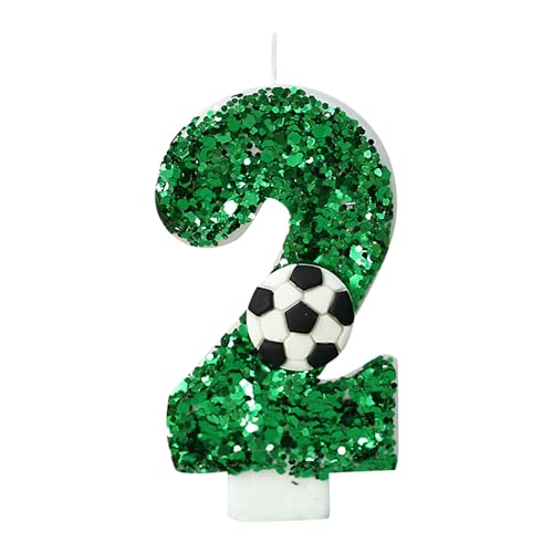Bekecidi-Geburtstagskuchenkerzen: Fußball und grüne Pailletten- und grünen Pailletten, hohen grünen digitalen Kuchenkerzen, geeignet für unvergessliche Feierlichkeiten（Digitales Modell 2） von Bekecidi