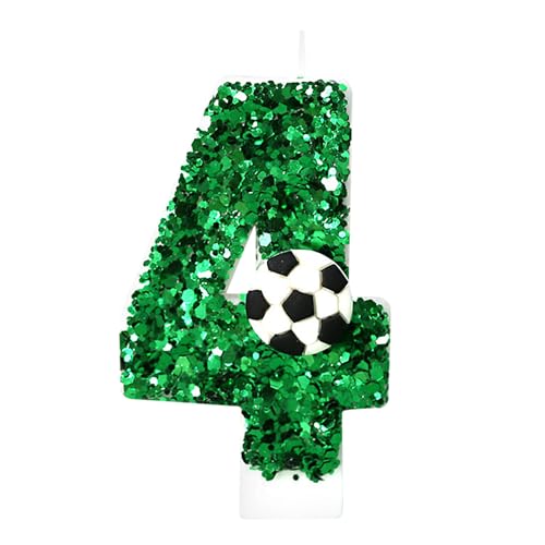 Bekecidi-Geburtstagskuchenkerzen: Fußball und grüne Pailletten- und grünen Pailletten, hohen grünen digitalen Kuchenkerzen, geeignet für unvergessliche Feierlichkeiten（Digitales Modell 4） von Bekecidi