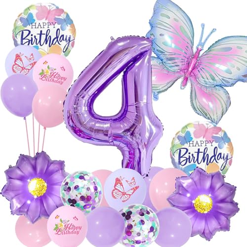 Bekecidi Luftballons zum 4. Geburtstag – 20 Stück Lila Schmetterling Thema Nummer 4 Gradient Stern Folienballons, Sonnenblume 4. Geburtstag Dekorationen für Mädchen 4 Jahre alt Party Supplies Bekecidi Luftballons zum 4. Geburtstag – 20 Stück Lila Schmetterling Thema Nummer 4 Gradient Stern Folienballons, Sonnenblume 4. Geburtstag Dekorationen für Mädchen 4 Jahre alt Party Supplies von Bekecidi