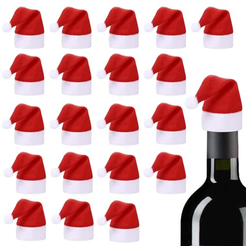 Bekecidi Mini-Weihnachtsmannmützen, Filz, Mini-Weihnachtsmütze, rot, kleine Hüte für Weinflaschen, Basteln, Geschirrhalter, Weihnachtsfeier, Tischdekoration, 20 Stück Bekecidi Mini-Weihnachtsmannmützen, Filz, Mini-Weihnachtsmütze, rot, kleine Hüte für Weinflaschen, Basteln, Geschirrhalter, Weihnachtsfeier, Tischdekoration, 20 Stück von Bekecidi