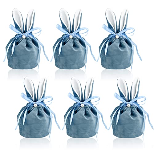 Bekecidi Osterhasentüten 6 STÜCK - Ostergeschenktüten Osterhasenkörbe Verpackungstüte Bunny Bunny Ear Tragetaschen Samt-Geschenktüten für die Osterparty zum Tragen von Osterei-Süßigkeiten (Blue) von Bekecidi