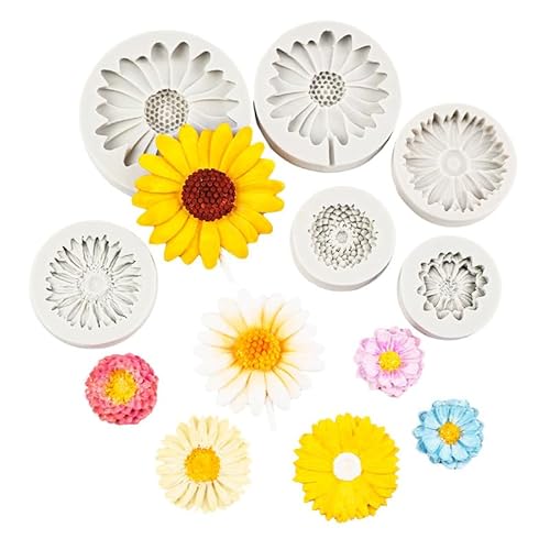 Bekecidi Silikonformen-Set mit weißen Blumen, wiederverwendbar, 3D-Sonnenblumen-Gänseblümchen-Form für Kuchendekoration, Bastelarbeiten, Heimküche, Kunst und Handwerk, 6 Stück Bekecidi Silikonformen-Set mit weißen Blumen, wiederverwendbar, 3D-Sonnenblumen-Gänseblümchen-Form für Kuchendekoration, Bastelarbeiten, Heimküche, Kunst und Handwerk, 6 Stück von Bekecidi