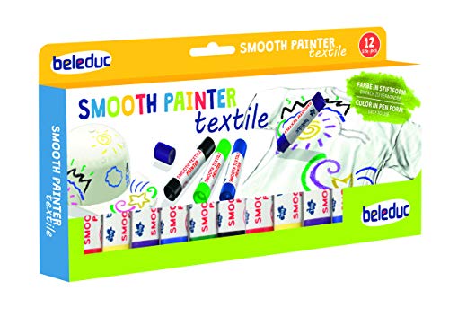 Beleduc 52060 - Smooth Textile Painter, 12er Set, Wachsmalstifte, Bastelspaß von Beleduc