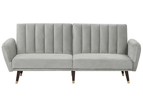 Beliani 3-Sitzer Schlafsofa aus Samtstoff in Hellgrau Glamour Stil Vimmerby Beliani 3-Sitzer Schlafsofa aus Samtstoff in Hellgrau Glamour Stil Vimmerby von Beliani